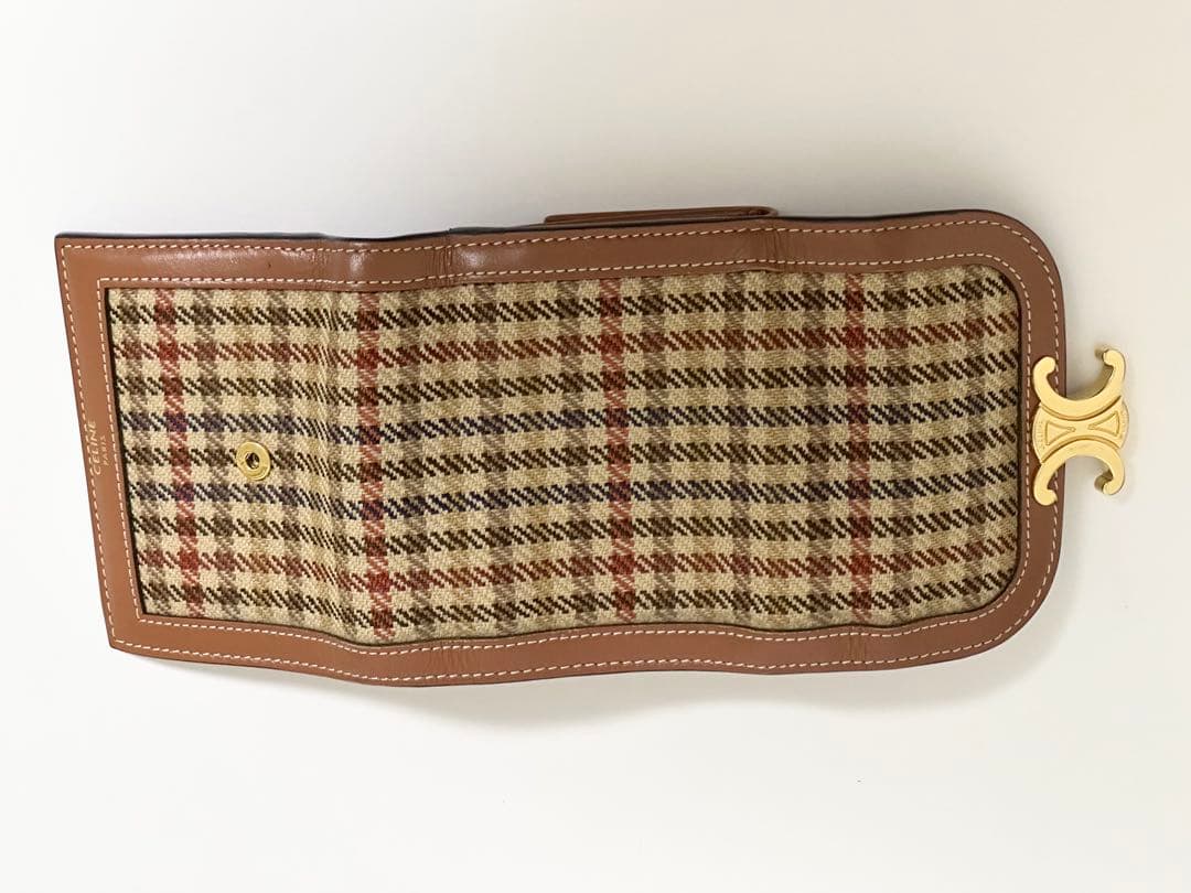 【値下げしました】チェック柄 三つ折り財布 ゴールド金具