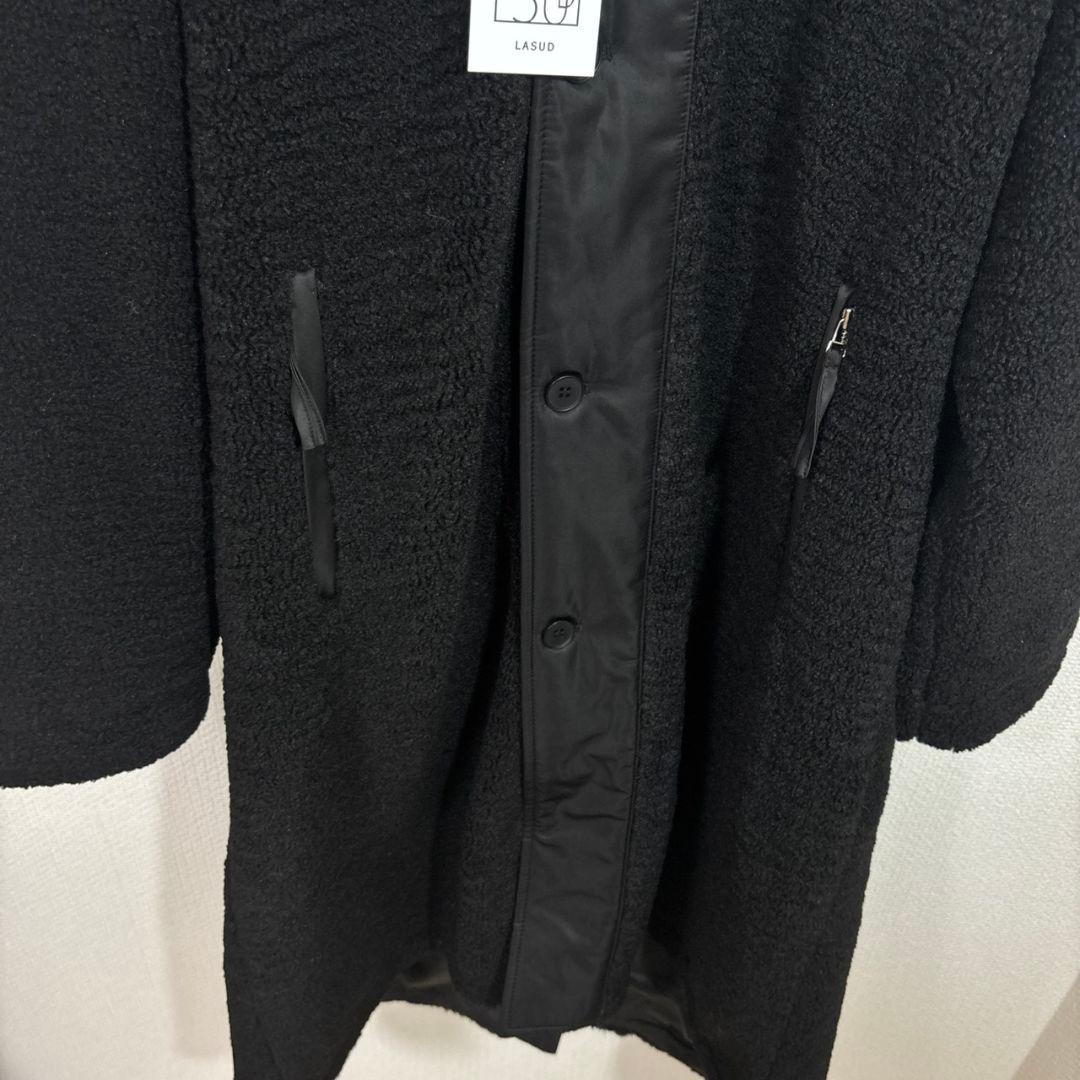 LASUD　ファーフーデッドボアコート　BK　9号　未使用品　定価34000円