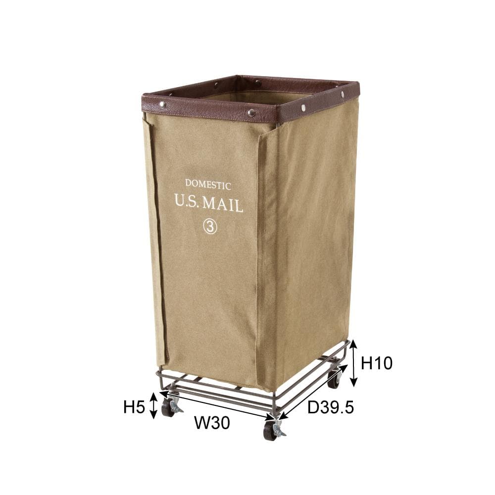 アメリカン 移動簡単 縦長 キャスター付き 大容量 洗濯カゴ 収納 紺