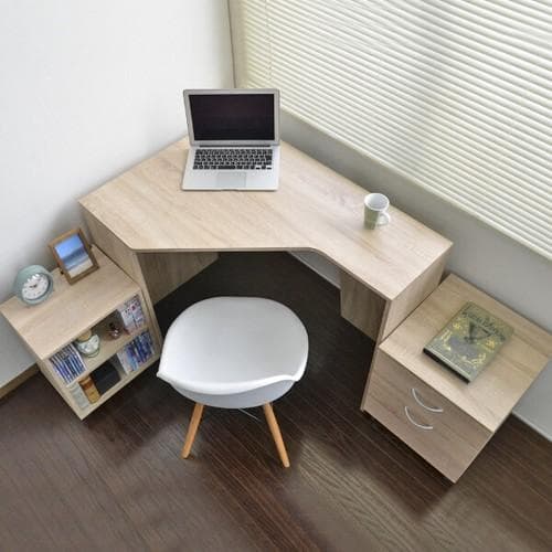 《新品送料無料》パソコンデスク コーナー ハイタイプ デスクセット オーク 北欧