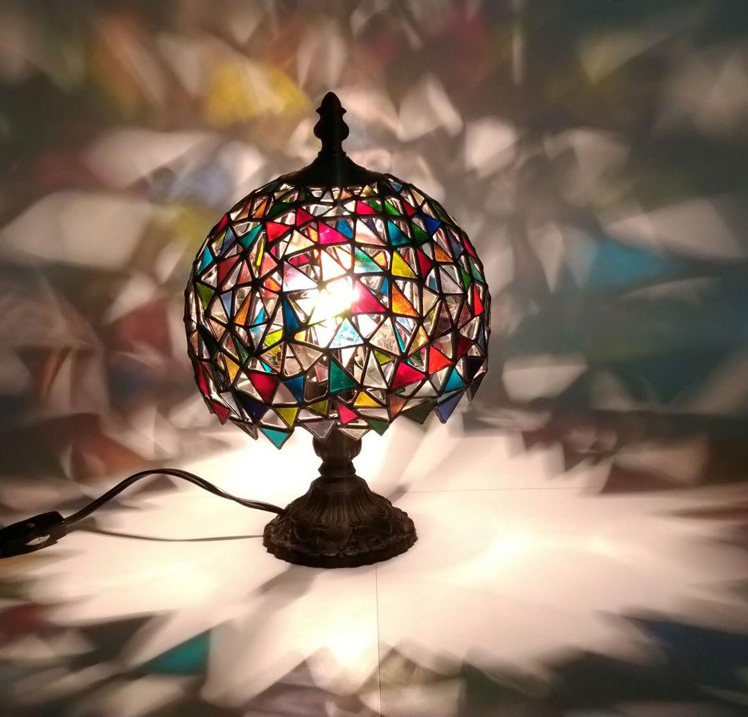 ステンドグラスランプステンドガラス2重シェードテーブルランプベッドサイドランプ