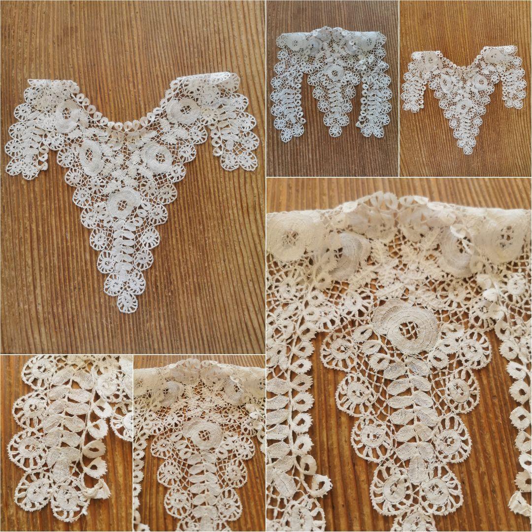 アンティーク ブリュッセル デュセスレース クラシックローズとリーフの付け襟