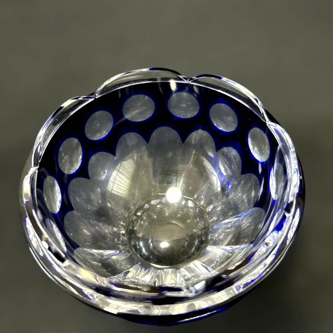 ・HOYA ホヤ クリスタル 瑠璃切子小付　セット　小鉢　4点