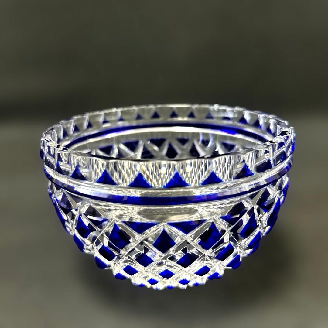 ・HOYA ホヤ クリスタル 瑠璃切子小付　セット　小鉢　4点