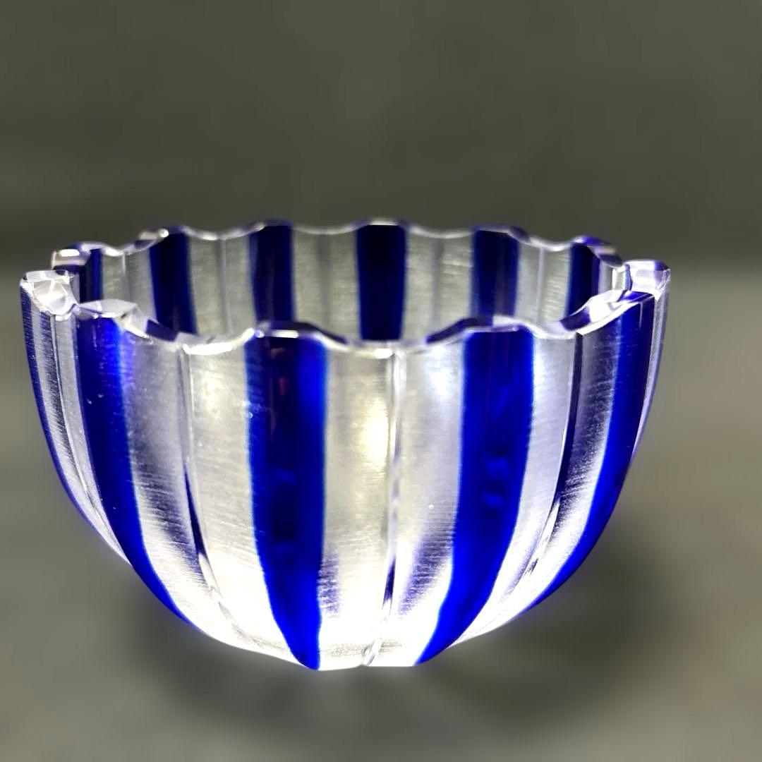 ・HOYA ホヤ クリスタル 瑠璃切子小付　セット　小鉢　4点