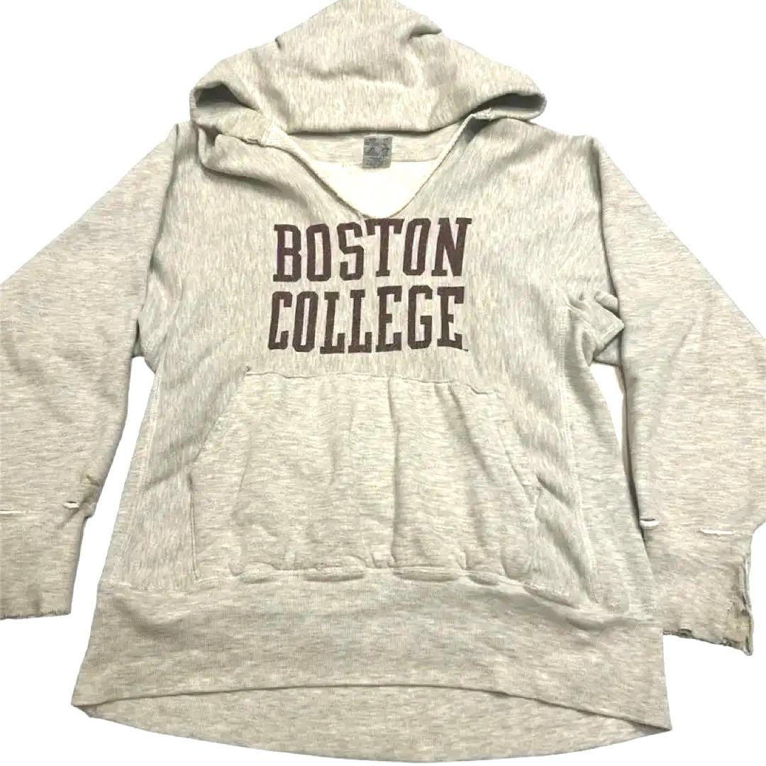 90s USA製 リバースウィーブ ボロ スウェット ボストン大学 2段プリント