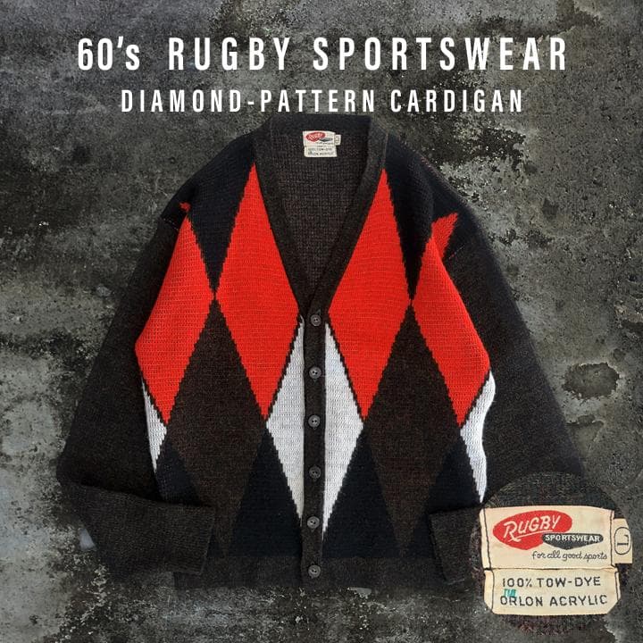 トップス 60s RUGBY SPORTSWEAR DiaPattern Cardigan