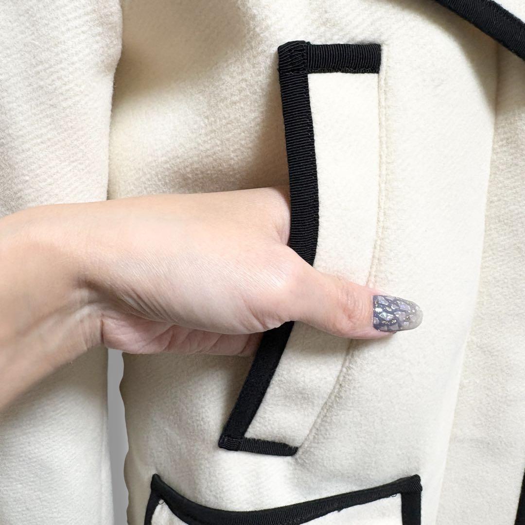 極美品✨HERNO ヘルノ ライナー付 フーディパイピングコート40 アイボリー