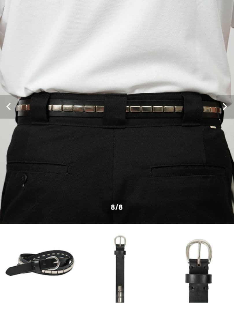 [新品未使用]DECIレザースタッズベルト黒Sメタルパーツ付YUYA OFUJI