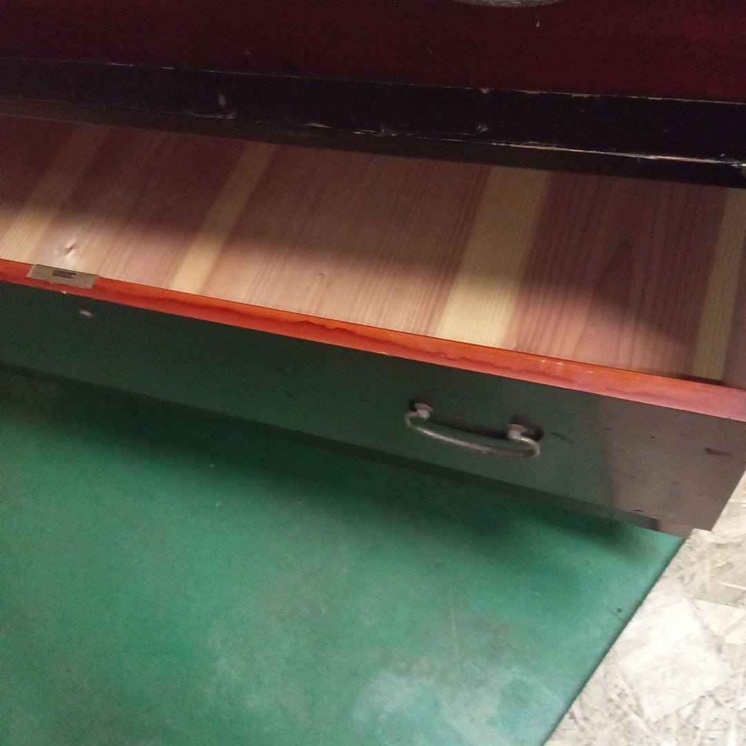 古箪笥　桐タンス　塗タンス　整理タンス　昔ガラス　三段タンス　アンティーク