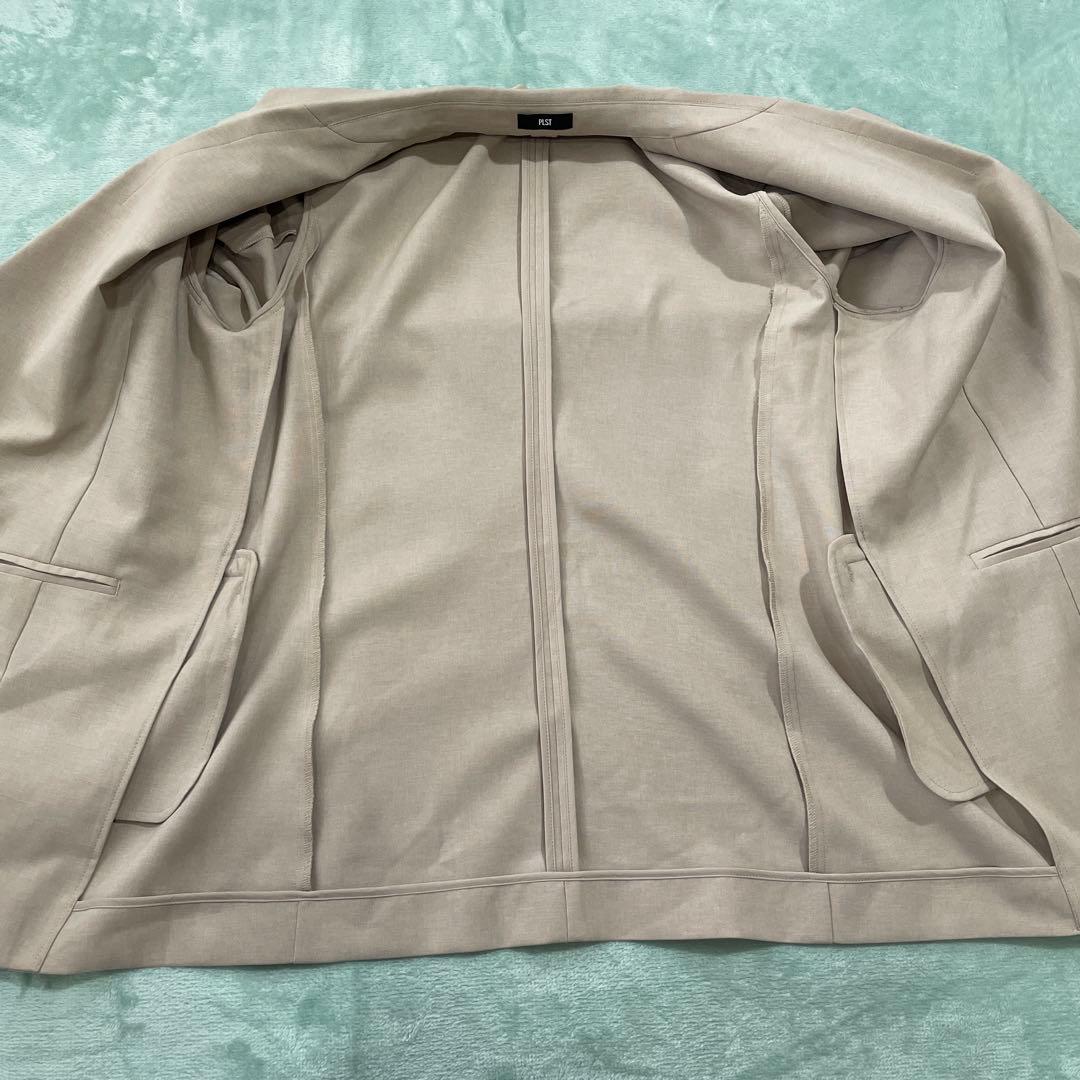 【PLST】プレミアムオックス　パンツスーツ　ダブルジャケット　セットアップ　L
