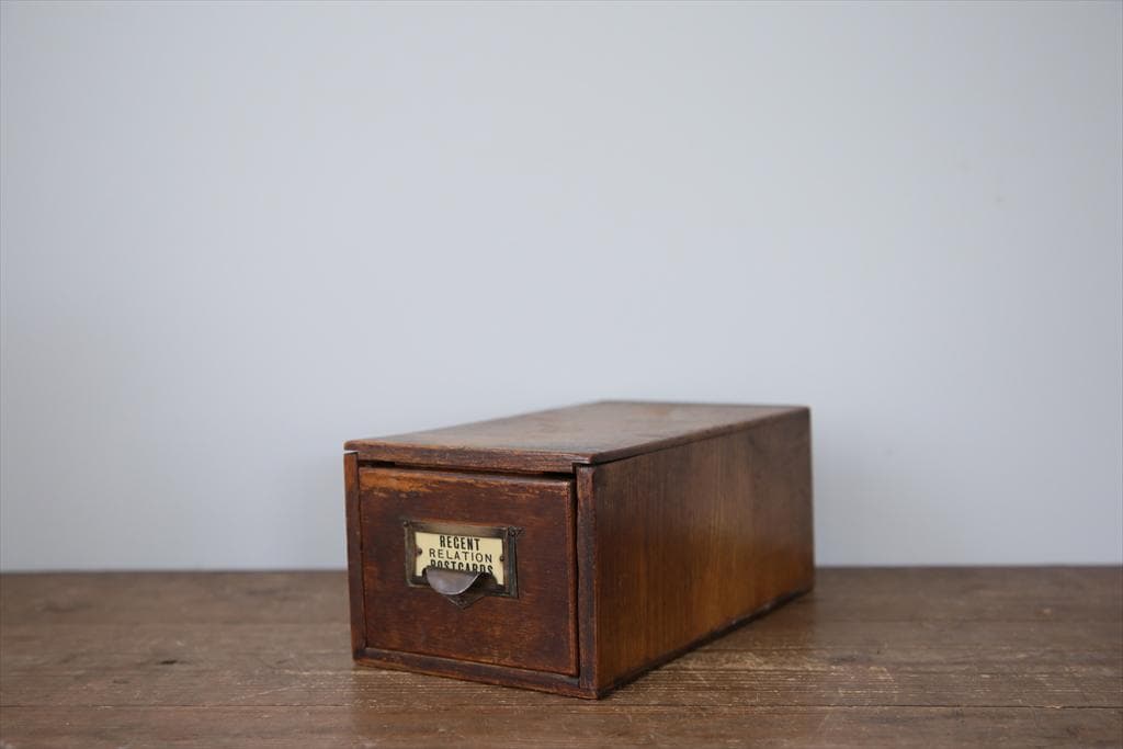 英国アンティーク木製ファイリングドロワー/引出収納/小物入れボックス(70-9)