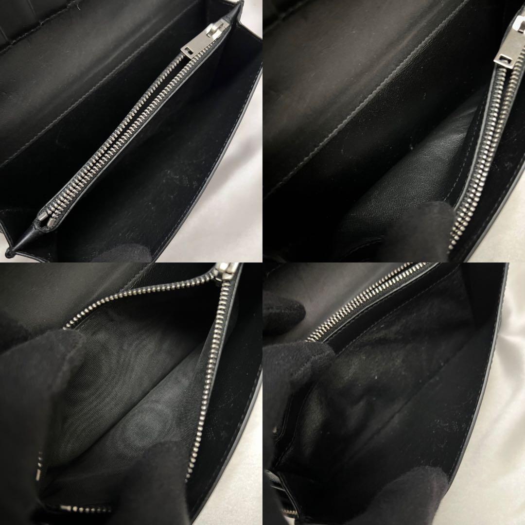 ◇極美品◇サンローラン　ジッピーオーガナイザー　クロコ型押しレザー　ブラック