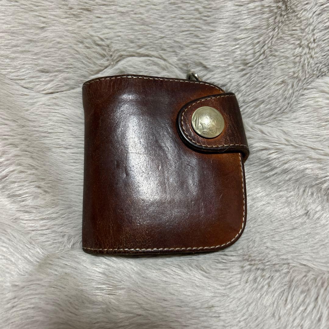 RED MOON 二つ折り財布　ブラウン　リトルウィングウォレットチェーン付き