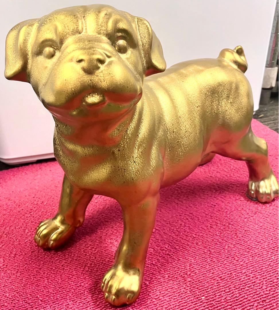 犬の置物 ゴールド/ 犬 オブジェ パグ 金色 インテリア 仔犬 dog