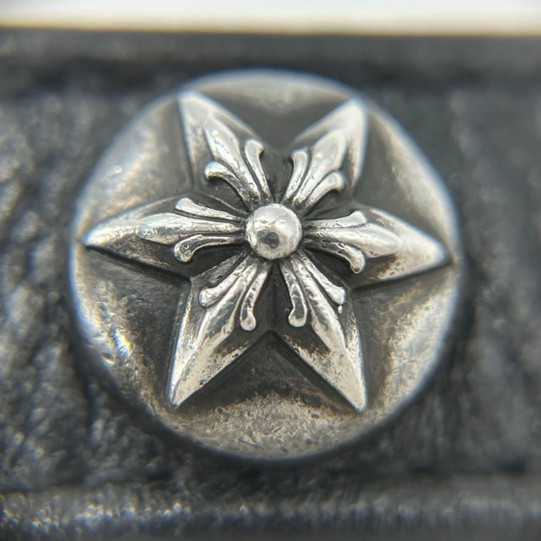 クロムハーツ 3ボタン2スナップ ブレスレット スターボタン レザー SV925