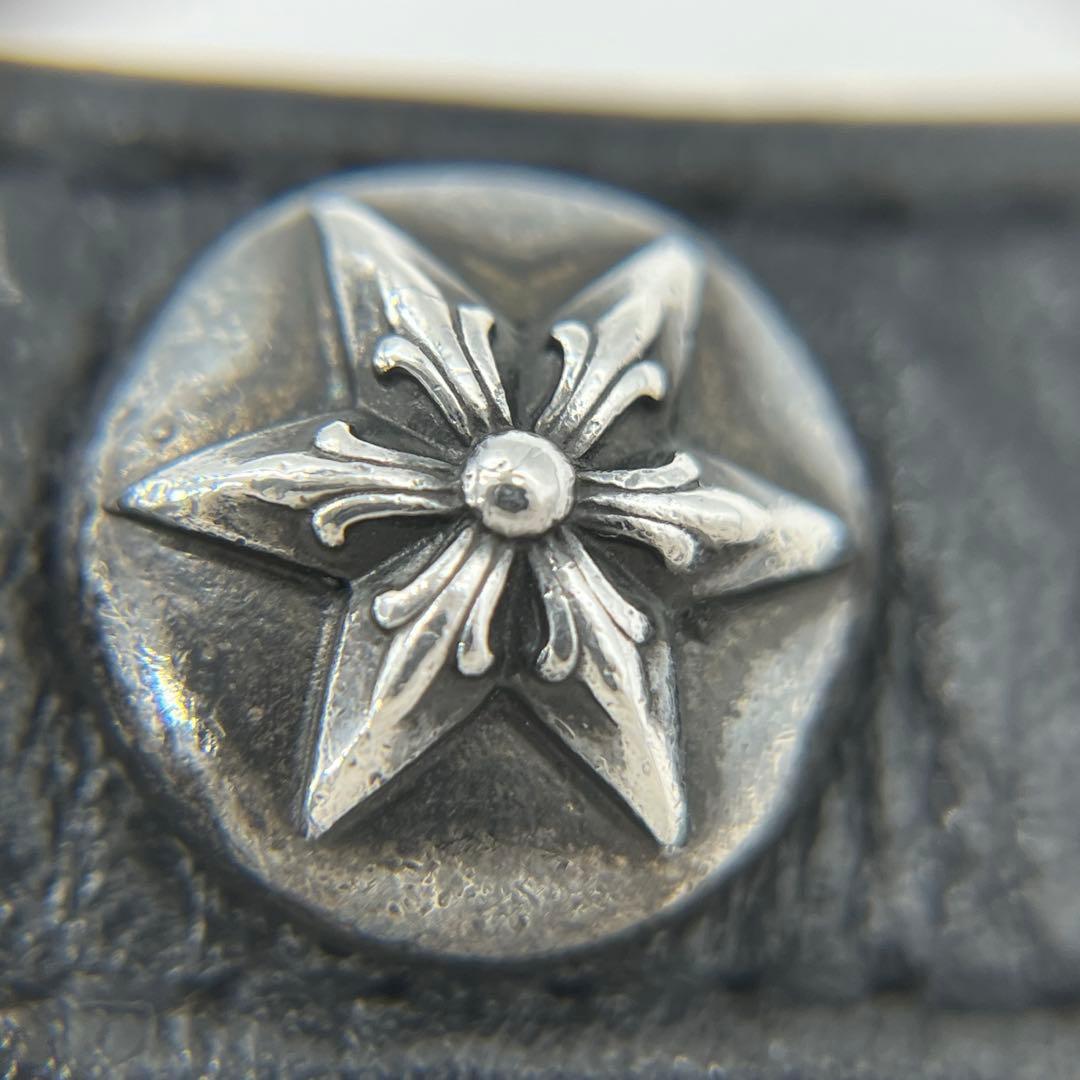 クロムハーツ 3ボタン2スナップ ブレスレット スターボタン レザー SV925