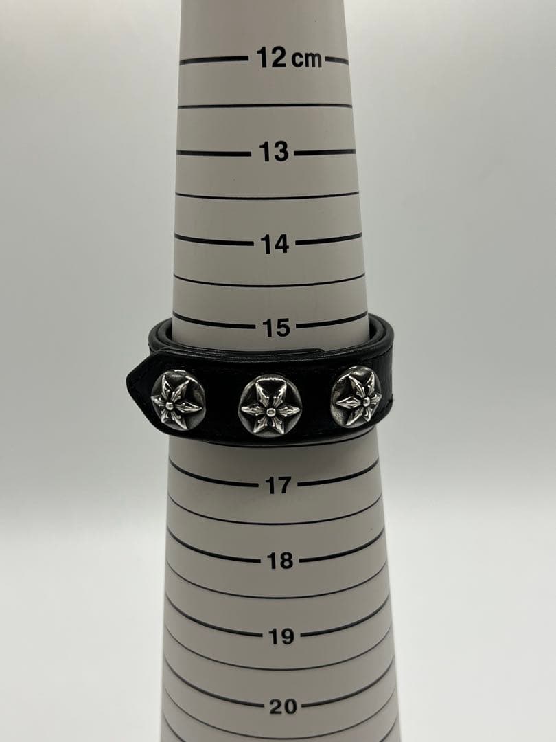 クロムハーツ 3ボタン2スナップ ブレスレット スターボタン レザー SV925