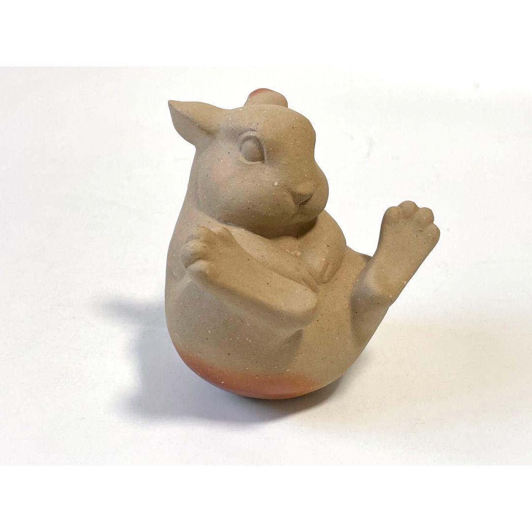 陶芸家　藤原康　備前焼　卯置物　兎　うさぎ　ウサギの置物　干支置物