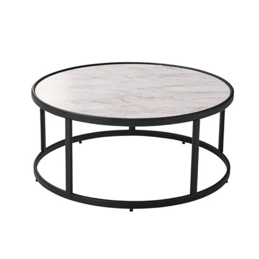 桜屋工業 ローテーブル サイドテーブル 大理石風