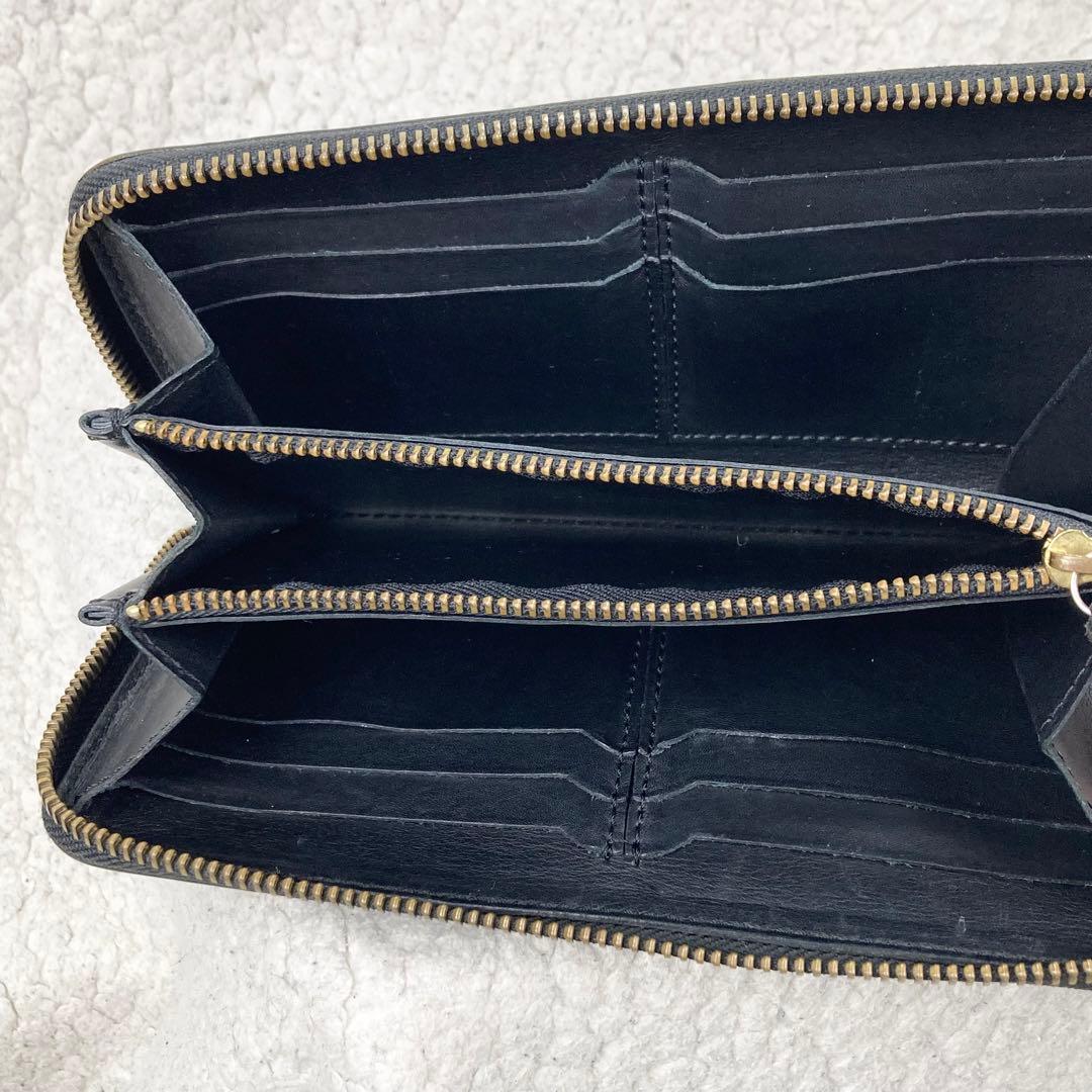 美品 フェリージ 長財布 クロコ型押 ラウンドジップ 黒 125 イタリア製