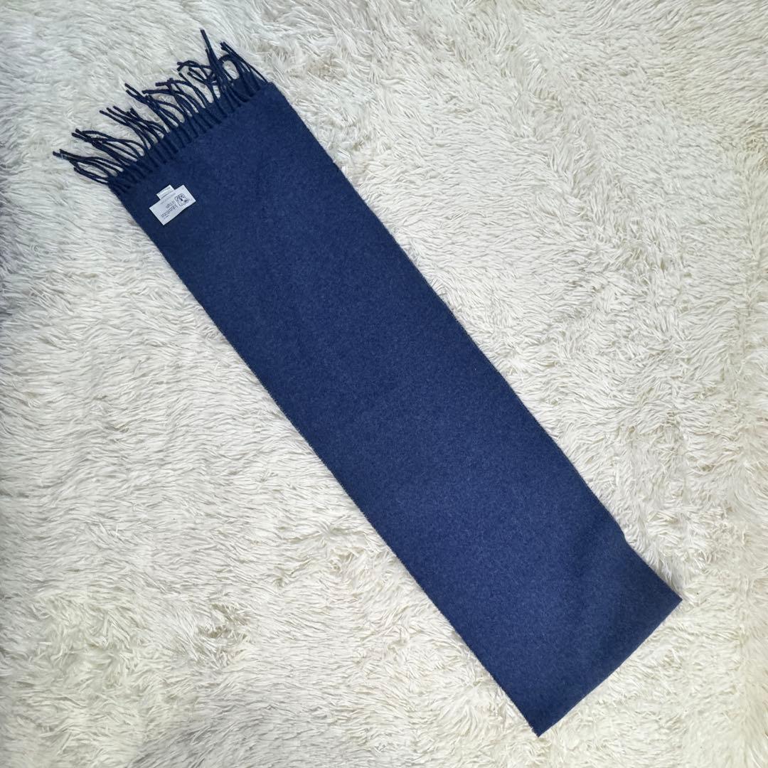 美品✨ジョンストンズ オブ エルガン マフラー ラムズウール100% ネイビー