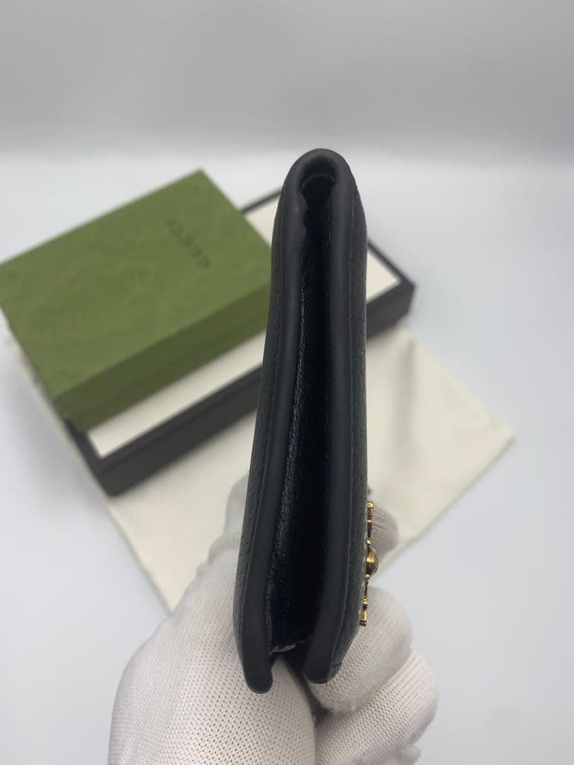 GUCCI グッチ 二つ折り財布 アニマリエ ビー 蜂 ハチ レザー ブラック