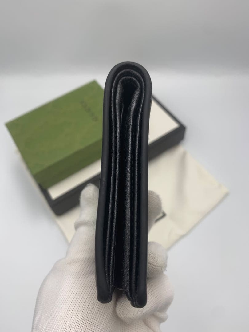 GUCCI グッチ 二つ折り財布 アニマリエ ビー 蜂 ハチ レザー ブラック