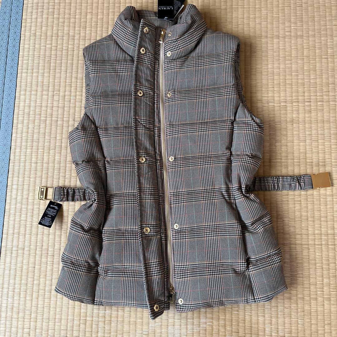 専用❗️新品未使用LAURENグレンチェックキルテッドツイードダウンベスト