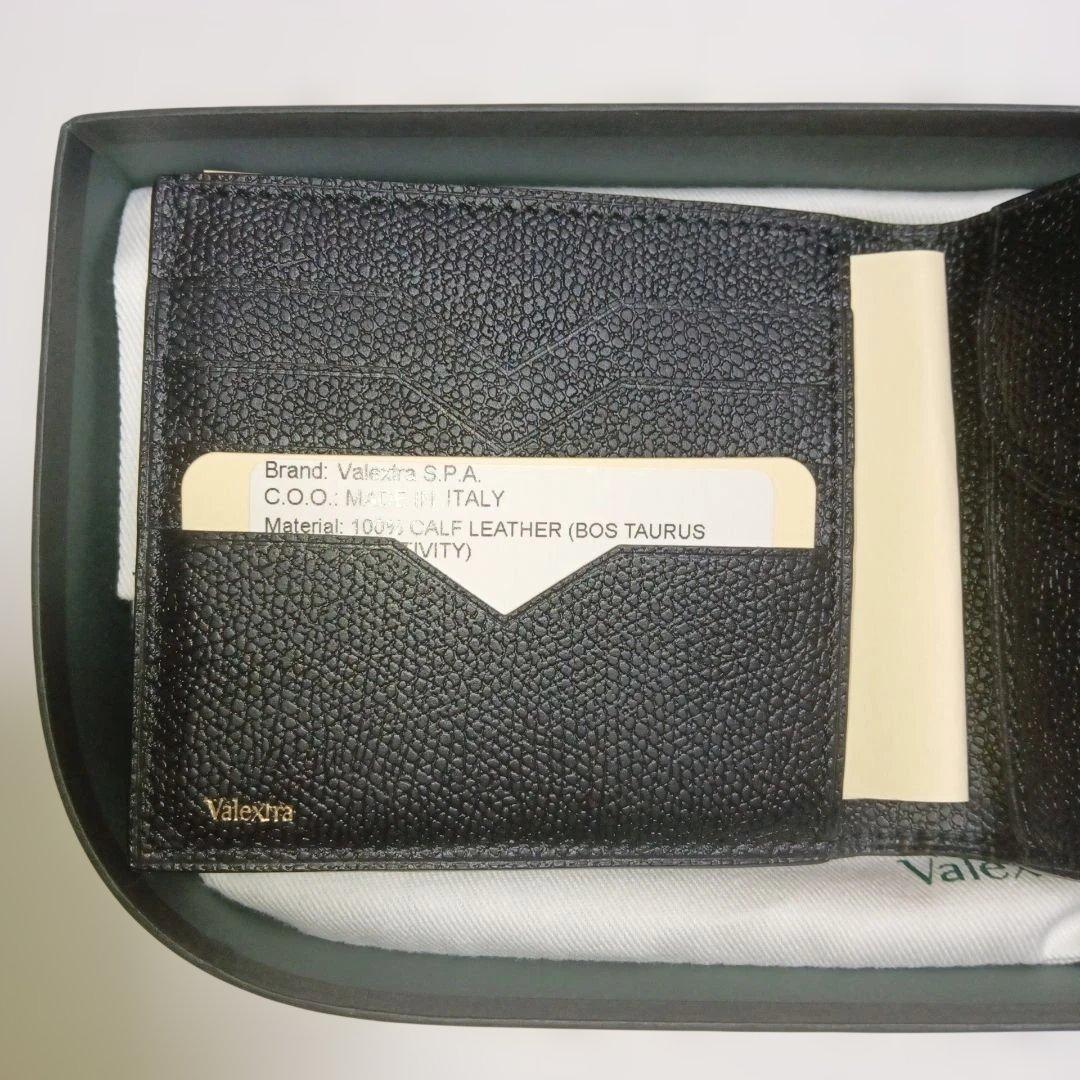 【特価 未使用】Valextra 財布 メンズ 二つ折り財布 レザー ブラック