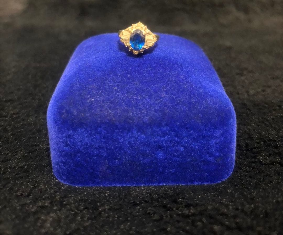 K14 ブルーストーン リング メレダイヤモンド付 ゴールド 指輪 オーバル