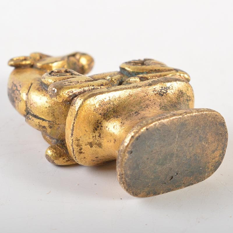 中国　古銅鍍金　馬像　紙鎮　置物　V　R7506