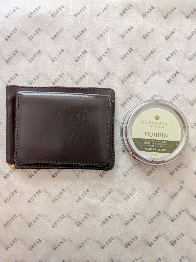 【専用ワックス付】GLEN　マネークリップ　小銭入れ付