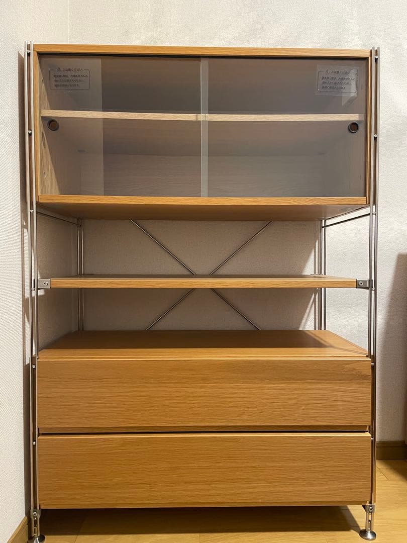 専用出品　 無印良品 ステンレスユニットシェルフ ガラス引き戸1&棚板1&引戸2