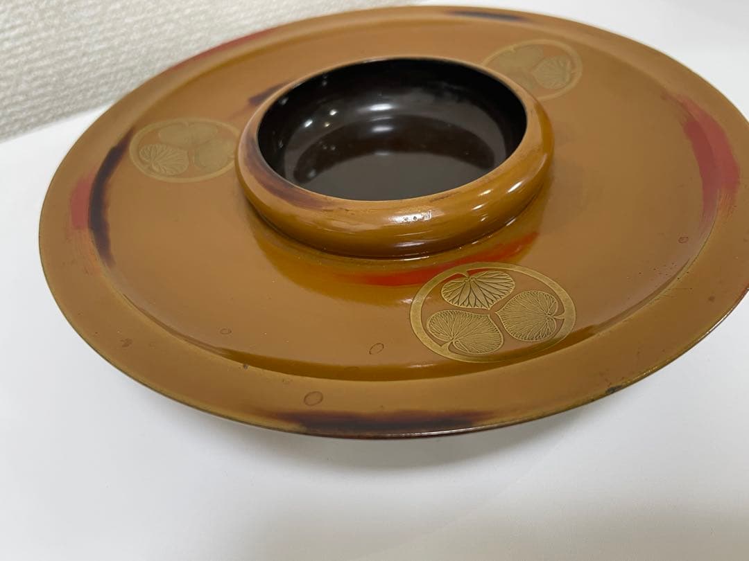 葵紋 天目台 漆器 木製 アンティーク レトロ 時代物 茶道具 骨董品