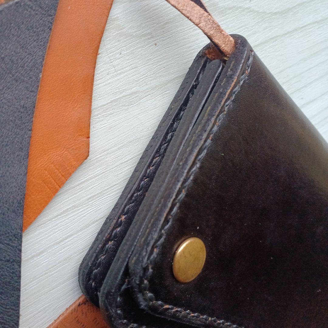 姫路レザー　トラッカーウォレット　ロング　茶芯　ハンドメイド