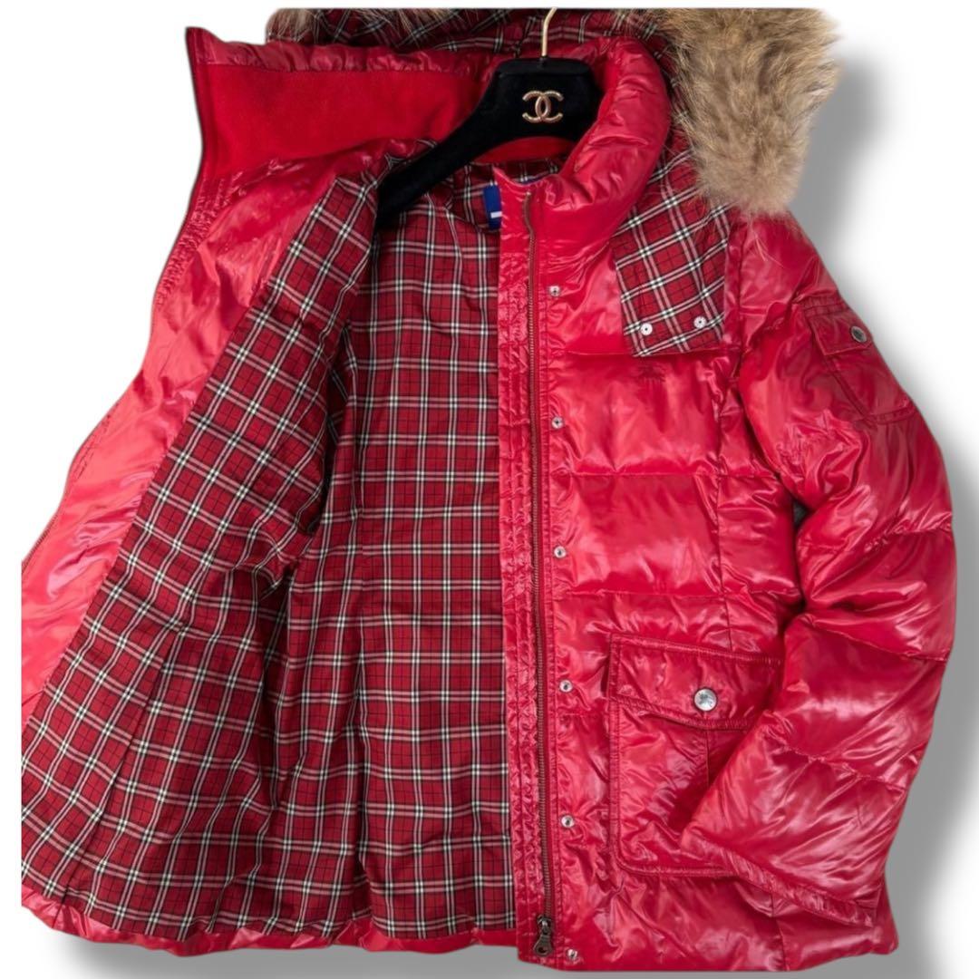 極美品 バーバリーブルーレーベル ノバチェック フレア Aライン ダウンJKT