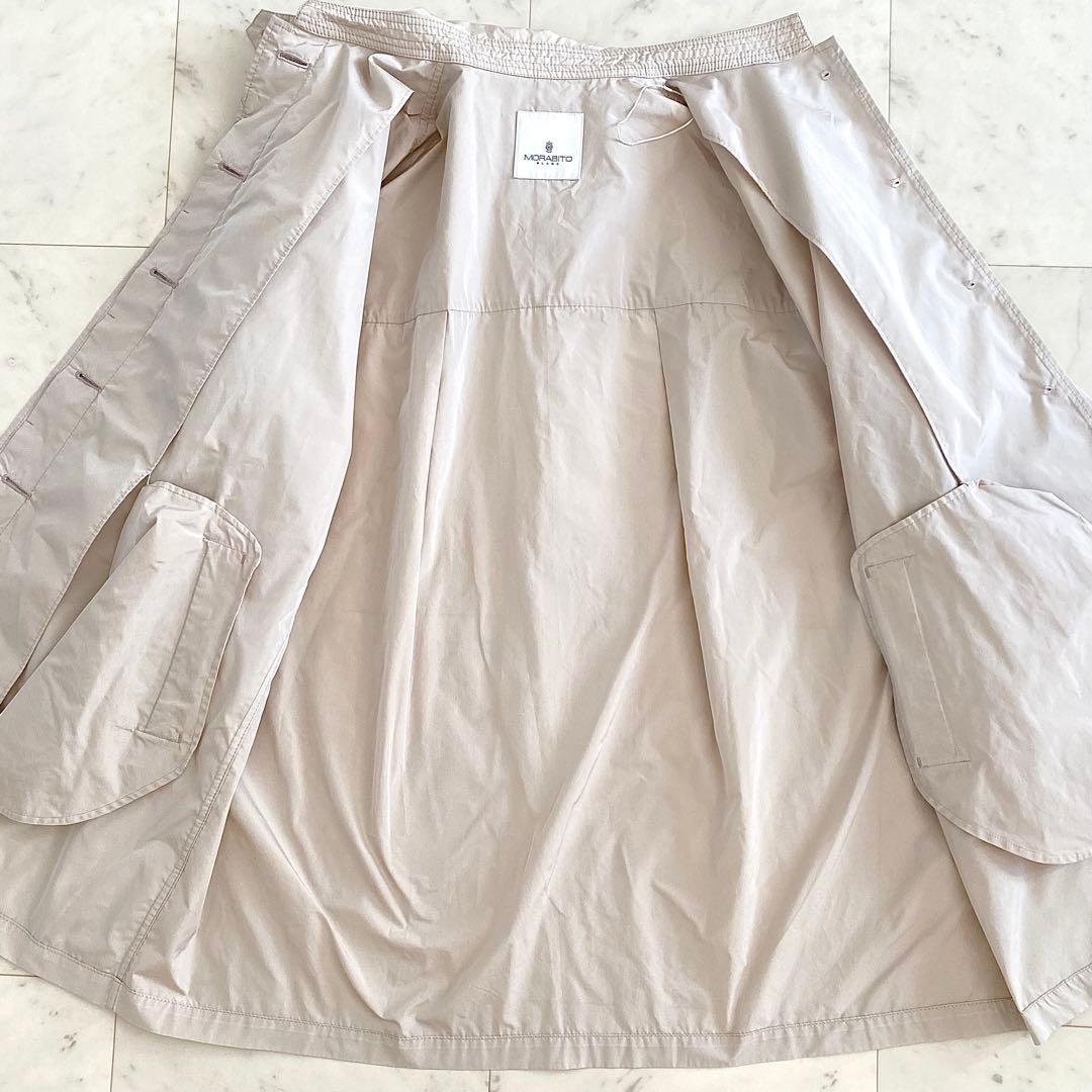 美品 モラビト 上質スプリングコート ロゴワッペン付き 淡ベージュ 38