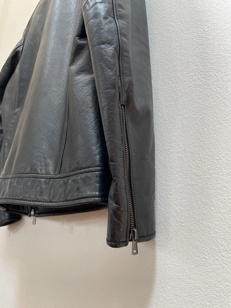 【美品】TETE HOMME（テットオム）牛革シングルライダース ジャケット L