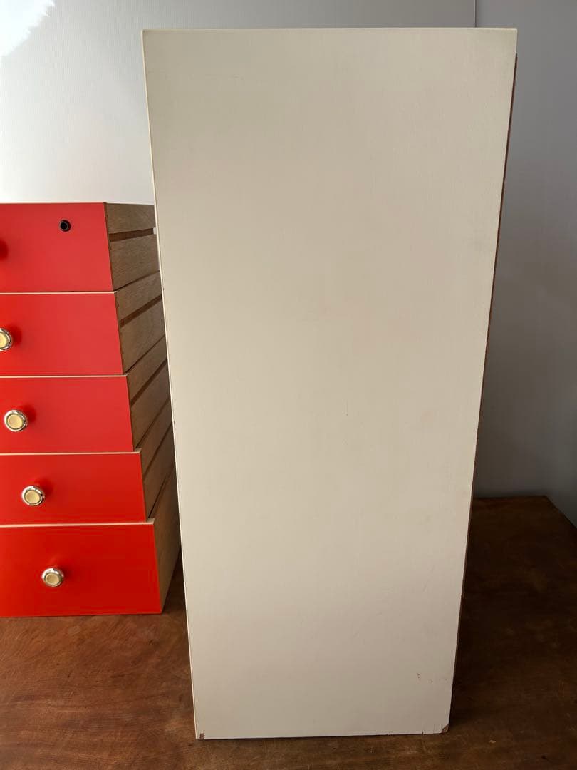 昭和レトロ　当時物　5段チェスト　引き出し　収納　オレンジ　レトロポップ　タンス