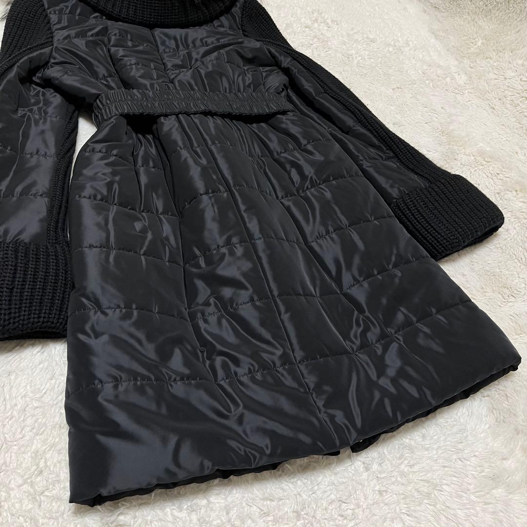 美品　EPOCA ロングコート　ベルト　ファー　レザー　ニット　ダウン　黒　L