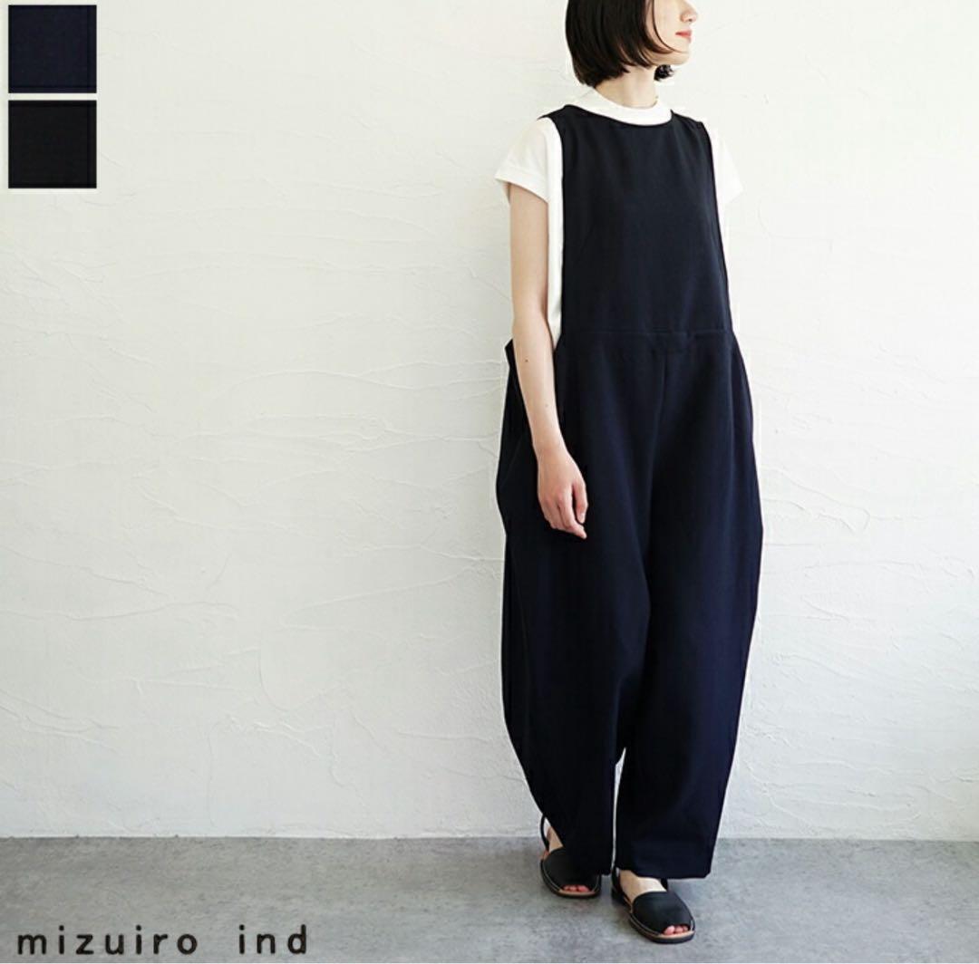 未使用　ミズイロインド　ボートネックサロペット　ネイビー