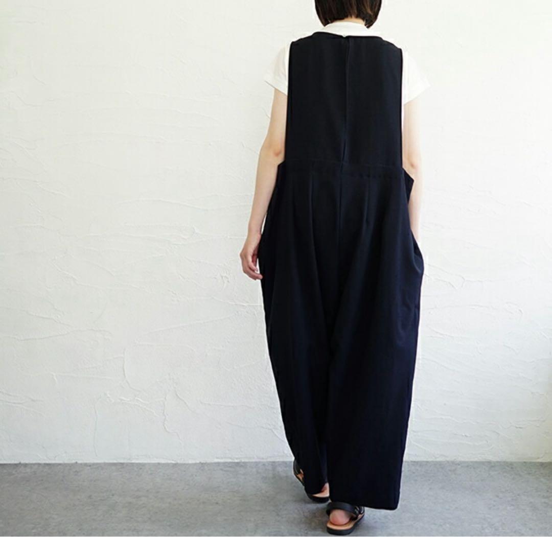 未使用　ミズイロインド　ボートネックサロペット　ネイビー