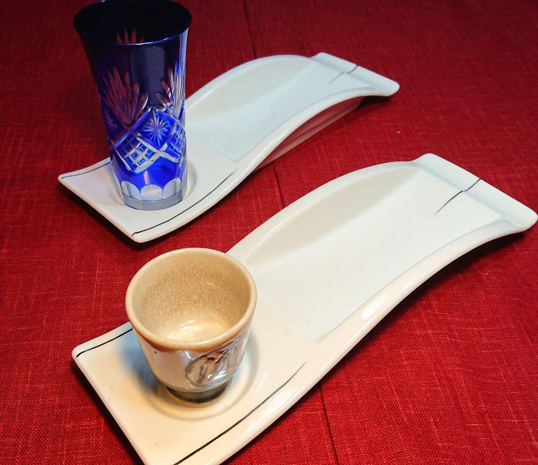 ♥素敵な演出♥【豪華に８角切子グラス】♥【2ステージ演出素敵な白長皿】ダブル４組