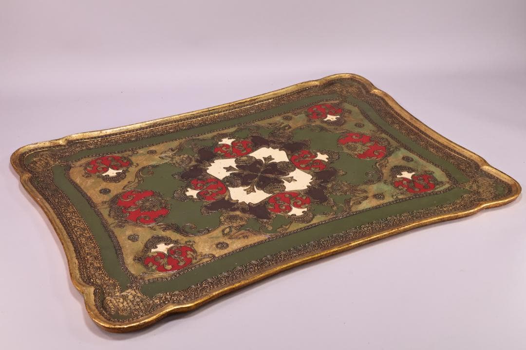 アンティーク雑貨　イタリア金箔工芸 デコ フィオレンティーノ　トレイ　小箱　冊子