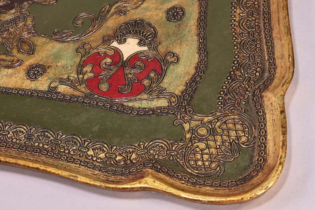 アンティーク雑貨　イタリア金箔工芸 デコ フィオレンティーノ　トレイ　小箱　冊子