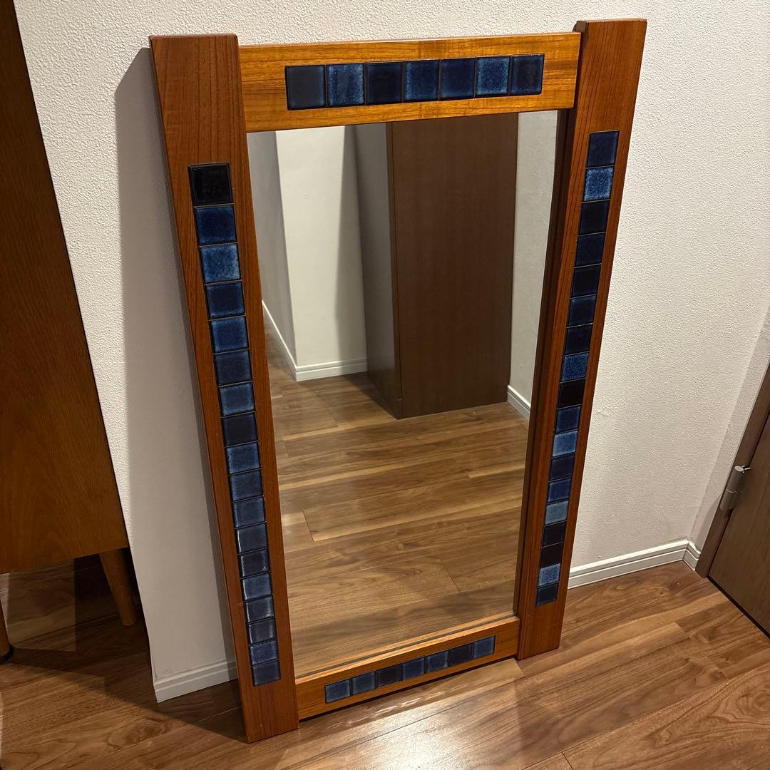 デンマーク製　タイルミラー　壁掛け/立掛け　北欧　家具