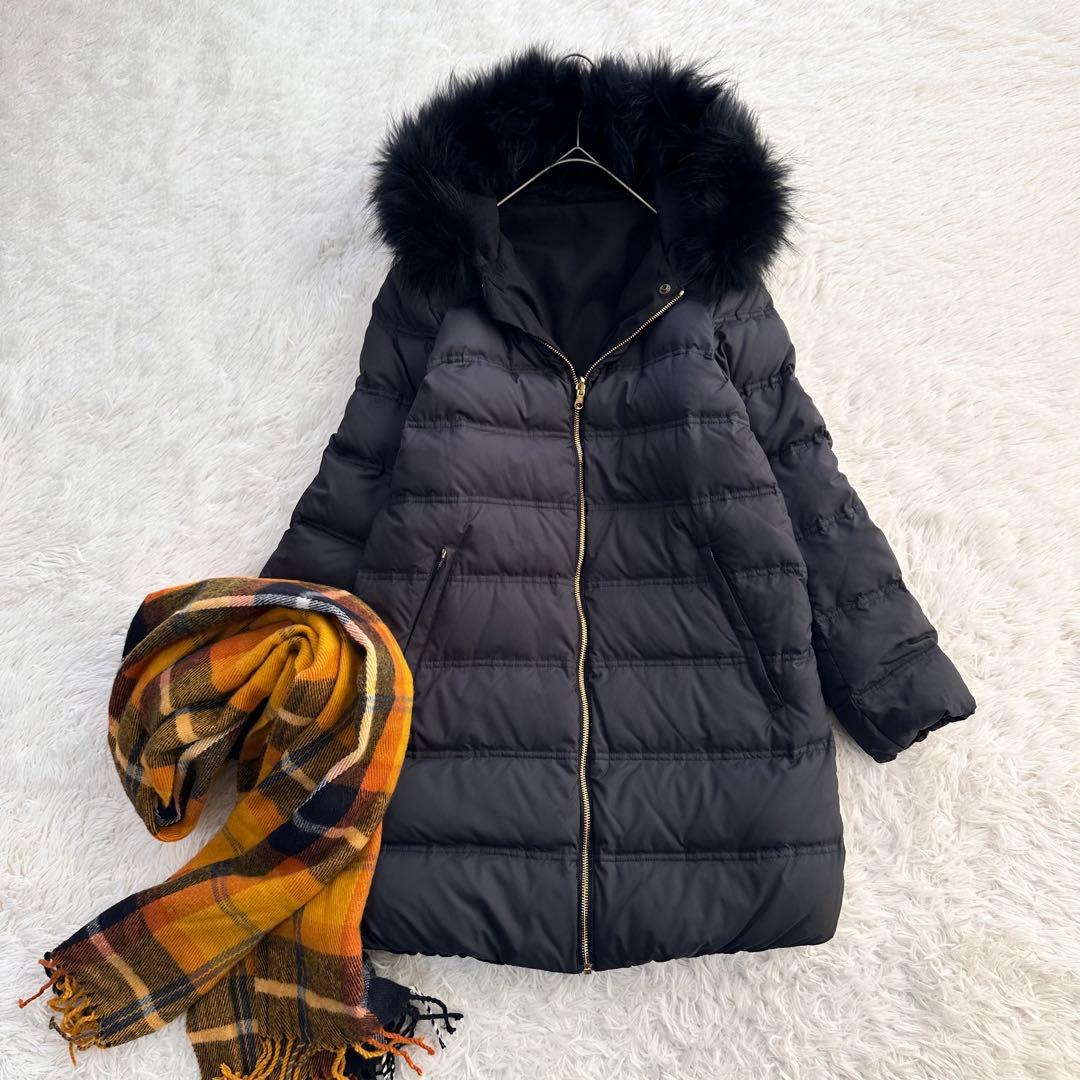 ドゥーズィエムクラス リバーシブルダウンジャケット 2way ラクーンファー 黒