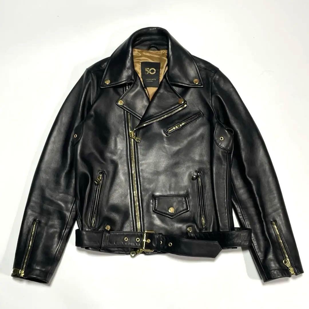 極美品　CINQUANTA　ライダースジャケット　ダブル　黒/ブラック　40　L