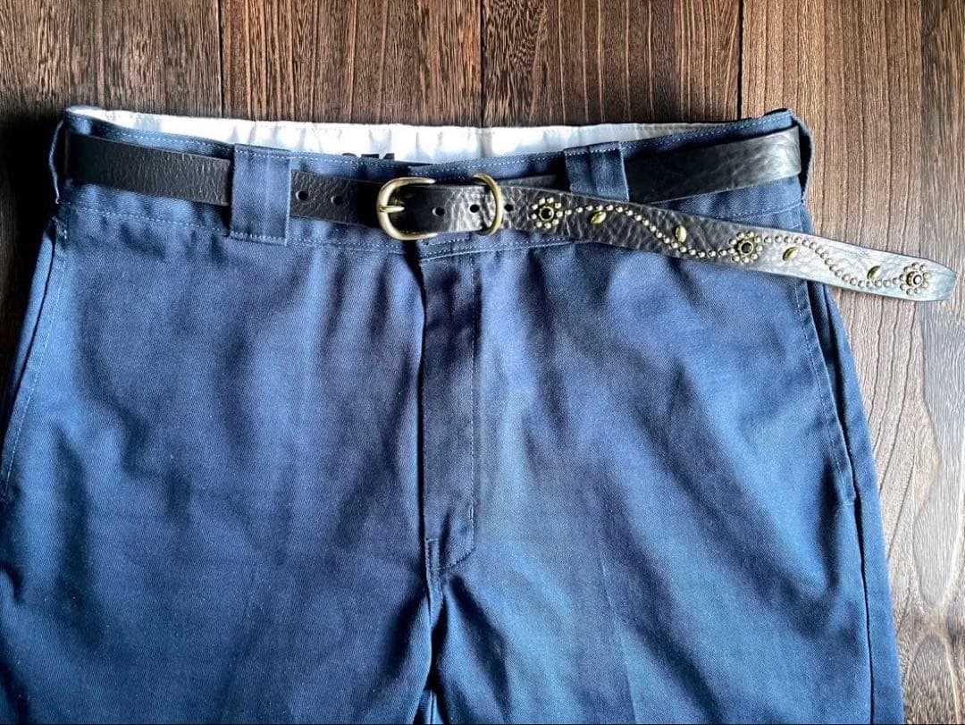 スタッズナローロングベルト　24mm 真鍮　シボ　フラワー　HTC CALEE